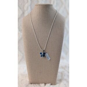 Sterling Silver Blue Topaz Butterfly Pendant Necklace 925 Platinum Finish 18"